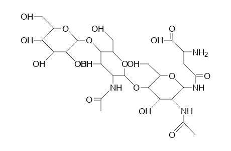 N-[(O-B-D-Mannopyranosyl)-(1-]4)-(O-2-acetamino-B-D-glucopyranosyl)-(1->4)-(O-2-acetamino-B-D-glucopyranosyl)>-L-aspara