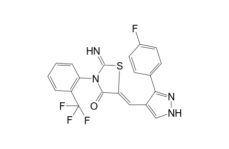 (5Z)-2-azanylidene-5-[[5-(4-fluorophenyl)-1H-pyrazol-4-yl]methylidene]-3-[2-(trifluoromethyl)phenyl]-1,3-thiazolidin-4-one