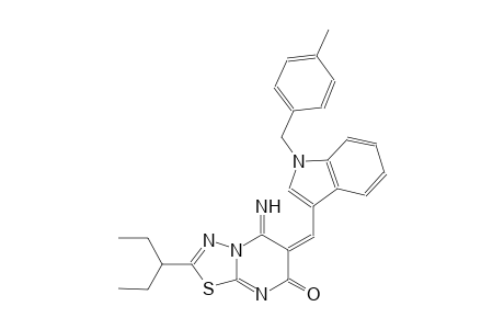 (6E)-2-(1-ethylpropyl)-5-imino-6-{[1-(4-methylbenzyl)-1H-indol-3-yl]methylene}-5,6-dihydro-7H-[1,3,4]thiadiazolo[3,2-a]pyrimidin-7-one