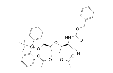 N-(Benzyloxycarbonyl)-2-(2',3'-di-O-acetyl-5'-O-(t-butyl)diphenylsilyl]-.beta.-D-ribofuranosyl)-D,L-glycinenitrile
