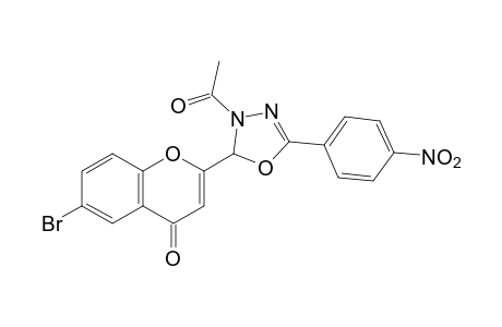 2-(3-acetyl-5-(4-nitrophenyl)-2,3-dihydro-1,3,4-oxadiazol-2-yl)-6-bromo-4H-chromen-4-one