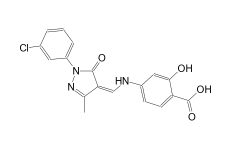 4-({(Z)-[1-(3-chlorophenyl)-3-methyl-5-oxo-1,5-dihydro-4H-pyrazol-4-ylidene]methyl}amino)-2-hydroxybenzoic acid