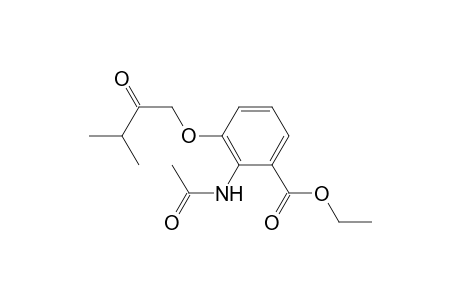 Benzoic acid, 2-(acetylamino)-3-(3-methyl-2-oxobutoxy)-, ethyl ester