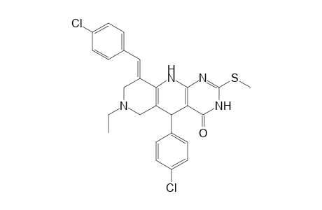 (E)-9-(4-Chlorobenzylidene)-5-(4-chlorophenyl)-7-ethyl-2-(methylthio)-5,6,7,8,9,10-hexahydropyrimido[4,5-b][1,6]naphthyridin-4(3H)-one