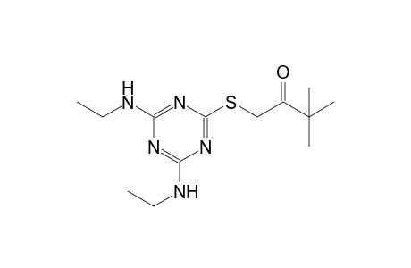 1-{[(4E)-6-(ethylamino)-4-(ethylimino)-4,5-dihydro-1,3,5-triazin-2-yl]thio}-3,3-dimethylbutan-2-one