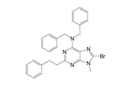 Dibenzyl-[8-bromo-2-(phenethyl)-9-methyl-9H-purin-6-yl]-amine
