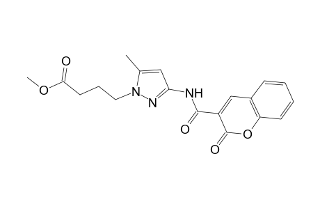1H-Pyrazole-1-butanoic acid, 5-methyl-3-[[(2-oxo-2H-1-benzopyran-3-yl)carbonyl]amino]-, methyl ester