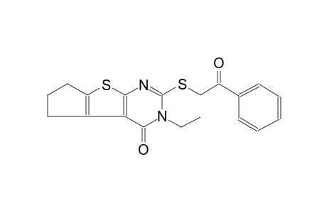4H-cyclopenta[4,5]thieno[2,3-d]pyrimidin-4-one, 3-ethyl-3,5,6,7-tetrahydro-2-[(2-oxo-2-phenylethyl)thio]-