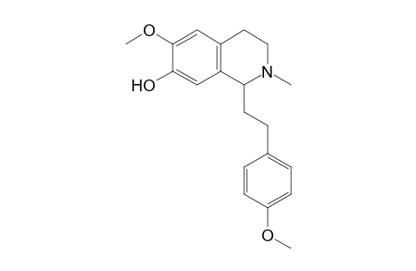 1,2,3,4-Tetrahydro-7-methoxy-1-(p-hydroxyphenethyl)-6-methoxy-2-methyl-isoquinoline