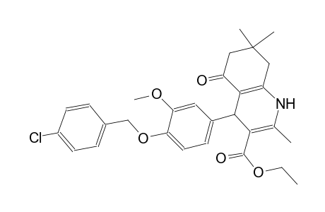 ethyl 4-{4-[(4-chlorobenzyl)oxy]-3-methoxyphenyl}-2,7,7-trimethyl-5-oxo-1,4,5,6,7,8-hexahydro-3-quinolinecarboxylate