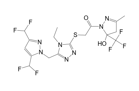 1-{[(5-{[3,5-bis(difluoromethyl)-1H-pyrazol-1-yl]methyl}-4-ethyl-4H-1,2,4-triazol-3-yl)sulfanyl]acetyl}-3-methyl-5-(trifluoromethyl)-4,5-dihydro-1H-pyrazol-5-ol