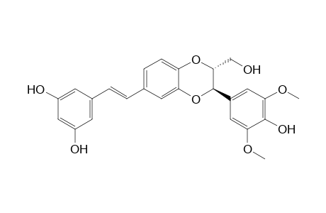 5-[(E)-2-[(2R,3R)-3-(3,5-dimethoxy-4-oxidanyl-phenyl)-2-(hydroxymethyl)-2,3-dihydro-1,4-benzodioxin-6-yl]ethenyl]benzene-1,3-diol