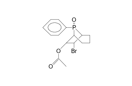 6b-Acetoxy-7a-bromo-8E-phenyl-8a-oxo-phosphabicyclo(3.2.1)octane