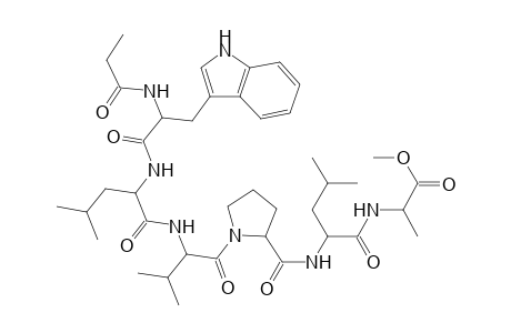 Alanine, N-[N-[1-[N-[N-(N-propionyl-L-tryptophyl)-L-leucyl]-L-valyl]-L-prolyl]-L-leucyl]-, methyl ester, L-