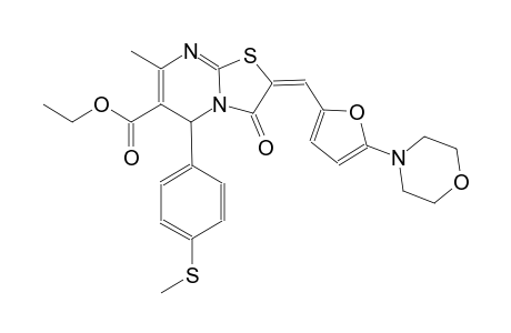 5H-thiazolo[3,2-a]pyrimidine-6-carboxylic acid, 2,3-dihydro-7-methyl-5-[4-(methylthio)phenyl]-2-[[5-(4-morpholinyl)-2-furanyl]methylene]-3-oxo-, ethyl ester, (2E)-