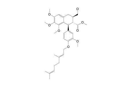 (+/-)-(1-S,2-R,3-R)-METHYL_1-(4-GERANOXY-3-METHOXYPHENYL)-3-(HYDROXYMETHYL)-6,7,8-TRIMETHOXY-1,2,3,4-TETRAHYDRONAPHTHALENE-2-CARBOXYLATE