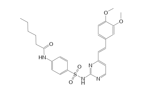 N-{4-[({4-[(E)-2-(3,4-dimethoxyphenyl)ethenyl]-2-pyrimidinyl}amino)sulfonyl]phenyl}hexanamide