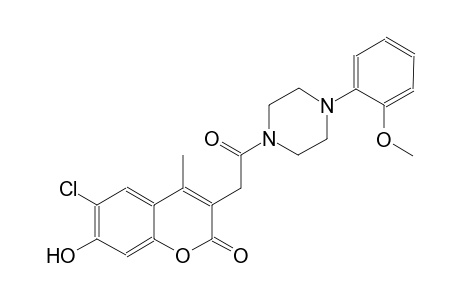 2H-1-benzopyran-2-one, 6-chloro-7-hydroxy-3-[2-[4-(2-methoxyphenyl)-1-piperazinyl]-2-oxoethyl]-4-methyl-