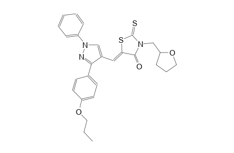 (5Z)-5-{[1-phenyl-3-(4-propoxyphenyl)-1H-pyrazol-4-yl]methylene}-3-(tetrahydro-2-furanylmethyl)-2-thioxo-1,3-thiazolidin-4-one