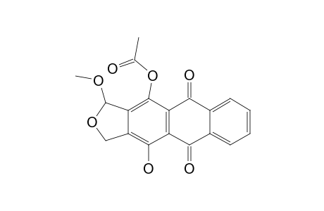 11-ACETOXY-4-HYDROXY-1-METHOXY-5,10-DIHYDRO-1H,3H-ANTHRA-[2.3-C]-FURAN-5,10-DIONE