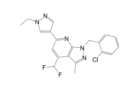1H-pyrazolo[3,4-b]pyridine, 1-[(2-chlorophenyl)methyl]-4-(difluoromethyl)-6-(1-ethyl-1H-pyrazol-4-yl)-3-methyl-
