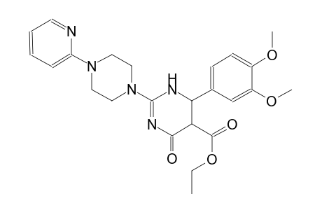 5-pyrimidinecarboxylic acid, 6-(3,4-dimethoxyphenyl)-1,4,5,6-tetrahydro-4-oxo-2-[4-(2-pyridinyl)-1-piperazinyl]-, ethyl ester