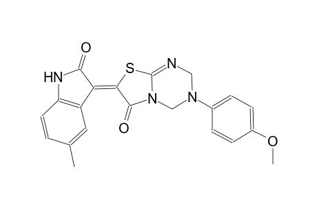 (7Z)-3-(4-methoxyphenyl)-7-(5-methyl-2-oxo-1,2-dihydro-3H-indol-3-ylidene)-3,4-dihydro-2H-[1,3]thiazolo[3,2-a][1,3,5]triazin-6(7H)-one