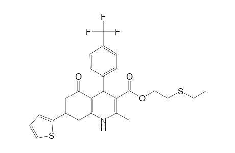 2-(ethylsulfanyl)ethyl 2-methyl-5-oxo-7-(2-thienyl)-4-[4-(trifluoromethyl)phenyl]-1,4,5,6,7,8-hexahydro-3-quinolinecarboxylate