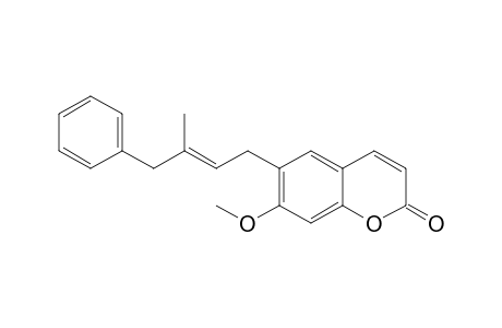 2H-1-Benzopyran-2-one, 7-methoxy-6-(3-methyl-4-phenyl-2-butenyl)-