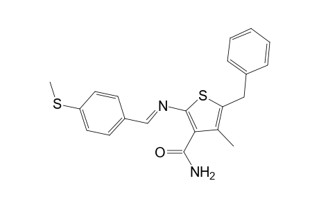 4-Methyl-2-[(E)-(4-methylsulfanylphenyl)methylideneamino]-5-(phenylmethyl)thiophene-3-carboxamide