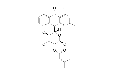 ALVARADOIN_L;(10-S)-C-(2-O-SENECIOYL)-BETA-L-LYXOPYRANOSYL-1,8-DIHYDROXY-3-METHYLANTHRACEN-9-(10-H)-ONE