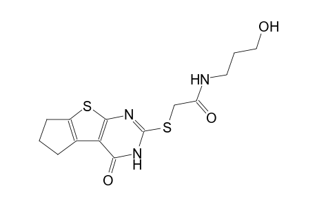 N-(3-hydroxypropyl)-2-[(4-oxo-3,5,6,7-tetrahydro-4H-cyclopenta[4,5]thieno[2,3-d]pyrimidin-2-yl)sulfanyl]acetamide