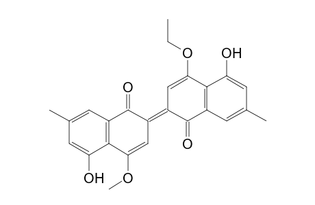 1(2H)-Naphthalenone, 4-ethoxy-5-hydroxy-2-(5-hydroxy-4-methoxy-7-methyl-1-oxo-2(1H)-naphthalenylidene)-7-methyl-, (E)-