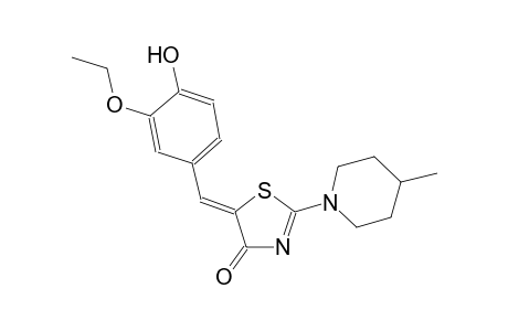 (5Z)-5-(3-ethoxy-4-hydroxybenzylidene)-2-(4-methyl-1-piperidinyl)-1,3-thiazol-4(5H)-one