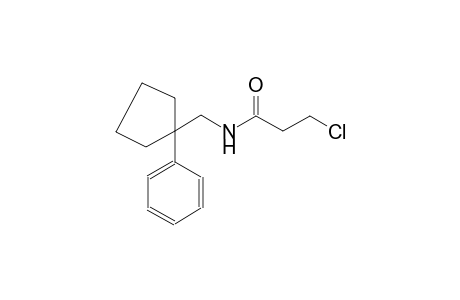 3-chloro-N-[(1-phenylcyclopentyl)methyl]propanamide