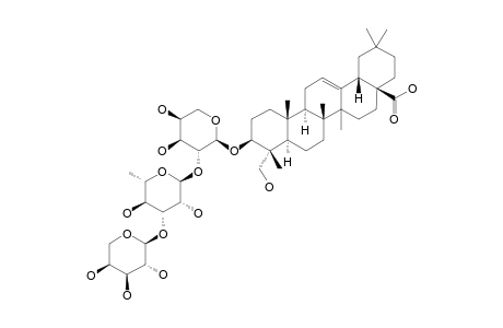 HEDERAGENIN-3-O-[ALPHA-L-ARABINOPYRANOSYL-(1->3)-ALPHA-L-RHAMNOPYRANOSYL-(1->2)-ALPHA-L-ARABINOPYRANOSIDE]