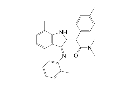 2-[N,N-Dimethyl-1'-carbamoyl-1'-(4"'-tolyl)methylidene]-7-methyl-3-(2"-tolyl)imino-1H-indole