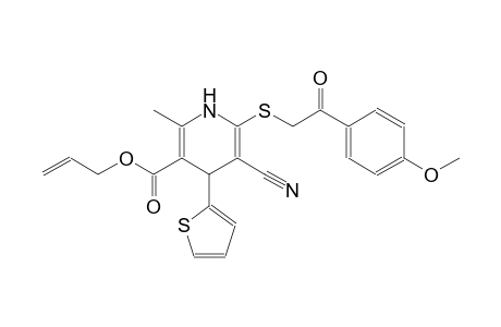 3-pyridinecarboxylic acid, 5-cyano-1,4-dihydro-6-[[2-(4-methoxyphenyl)-2-oxoethyl]thio]-2-methyl-4-(2-thienyl)-, 2-propenyl ester