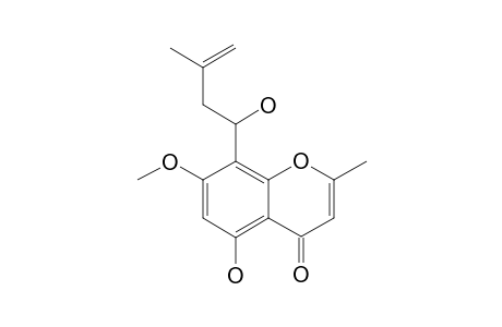 PERFORAMONE-B;5-HYDROXY-7-METHOXY-2-METHYL-8-(1-HYDROXY-3-METHYL-3-BUTENYL)-CHROMONE