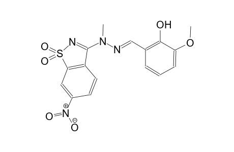 benzaldehyde, 2-hydroxy-3-methoxy-, methyl(6-nitro-1,1-dioxido-1,2-benzisothiazol-3-yl)hydrazone