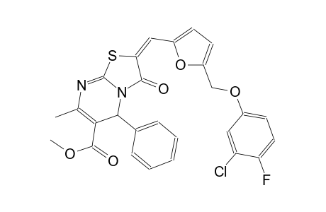 methyl (2E)-2-({5-[(3-chloro-4-fluorophenoxy)methyl]-2-furyl}methylene)-7-methyl-3-oxo-5-phenyl-2,3-dihydro-5H-[1,3]thiazolo[3,2-a]pyrimidine-6-carboxylate