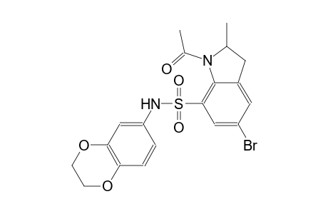 1H-indole-7-sulfonamide, 1-acetyl-5-bromo-N-(2,3-dihydro-1,4-benzodioxin-6-yl)-2,3-dihydro-2-methyl-