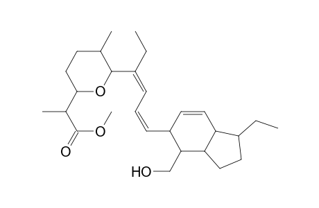2H-pyran-2-acetic acid,6-(1-ethyl-4-(1-ethyl-2,3,3a,4,5,7a-hexahydro-4-(hydroxymethyl)-1H-inden-5-yl)-1,3-butadienyl)tetrahydro-.alpha.,5-dimethyl-,methyl ester