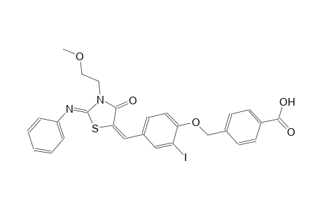 4-[(2-iodo-4-{(E)-[(2Z)-3-(2-methoxyethyl)-4-oxo-2-(phenylimino)-1,3-thiazolidin-5-ylidene]methyl}phenoxy)methyl]benzoic acid
