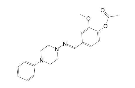 phenol, 2-methoxy-4-[(E)-[(4-phenyl-1-piperazinyl)imino]methyl]-, acetate (ester)