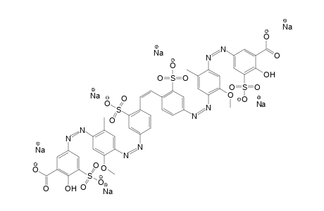 Hexasodium 5-({4-[(4-{2-[4-({4-[(3-carboxylato-4-hydroxy-5-sulfonatophenyl)diazenyl]-2-methoxy-5-methylphenyl}diazenyl)-2-sulfonatophenyl]vinyl}-3-sulfonatophenyl)diazenyl]-5-methoxy-2-methylphenyl}diazenyl)-2-hydroxy-3-sulfonatobenzoate