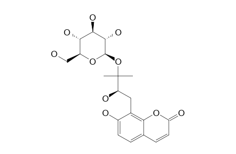 DEVENYOSIDE_A;2'-EPI-TORTUOSIDE;(-)-3'-O-BETA-D-GLUCOPYRANOSIDE_OF_8-[(2S),3-DIHYDROXY-3-METHYLBUTYL]-7-HYDROXYCHROMEN-2-ONE
