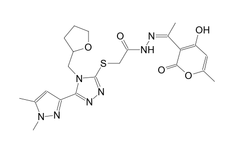 2-{[5-(1,5-dimethyl-1H-pyrazol-3-yl)-4-(tetrahydro-2-furanylmethyl)-4H-1,2,4-triazol-3-yl]sulfanyl}-N'-[(Z)-1-(4-hydroxy-6-methyl-2-oxo-2H-pyran-3-yl)ethylidene]acetohydrazide