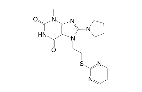 3-methyl-7-[2-(2-pyrimidinylsulfanyl)ethyl]-8-(1-pyrrolidinyl)-3,7-dihydro-1H-purine-2,6-dione