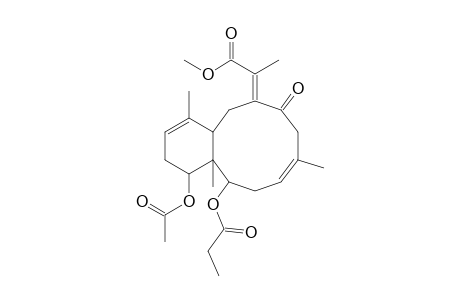 4-Acetoxy-3,4,4a,5,6,9,10,11,12,12a-decahydro-11-[1'-methoxycarbonyl)ethylidene]-1,4a,8-trimethyl-10-oxobenzocyclodecen-5-yl propanoate
